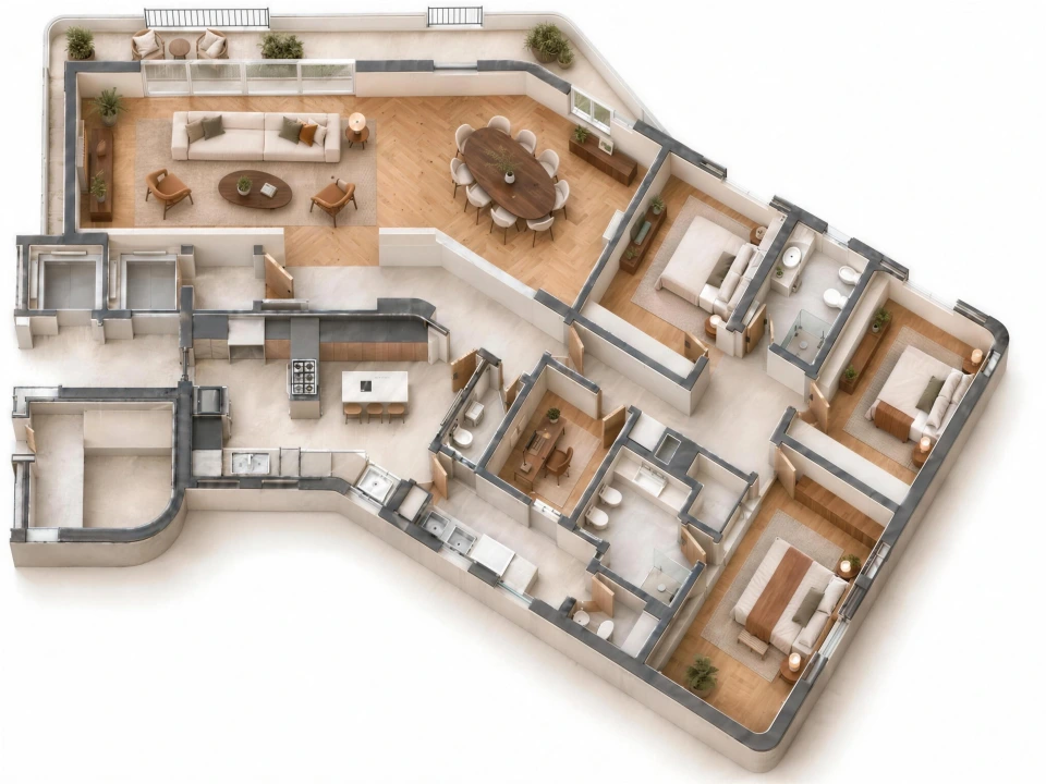 3D furnishing proposal for the apartment